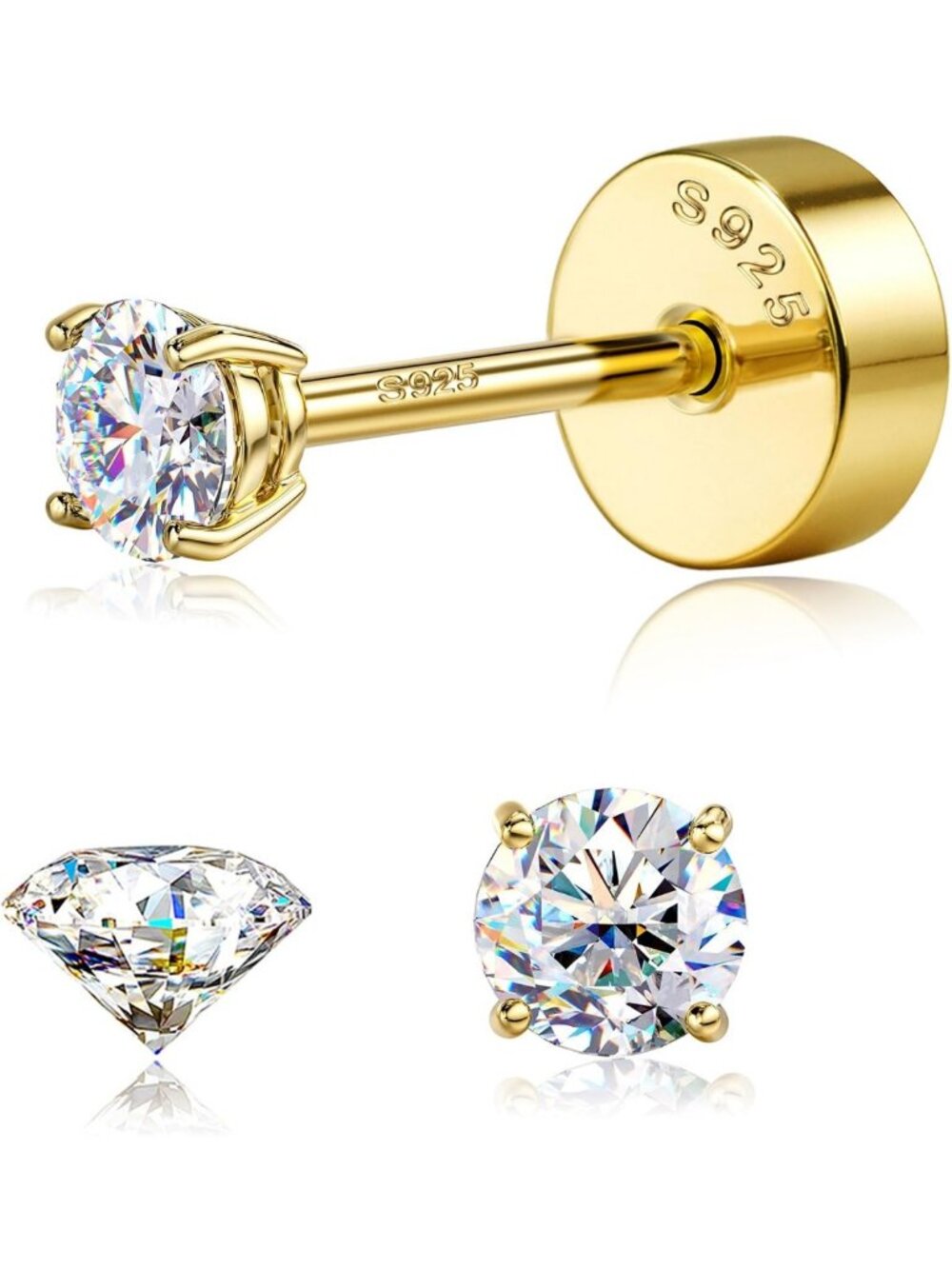 Sparkling Moissanite Stud Earrings | 925 Sterling Silver | 0.07-3CT Options